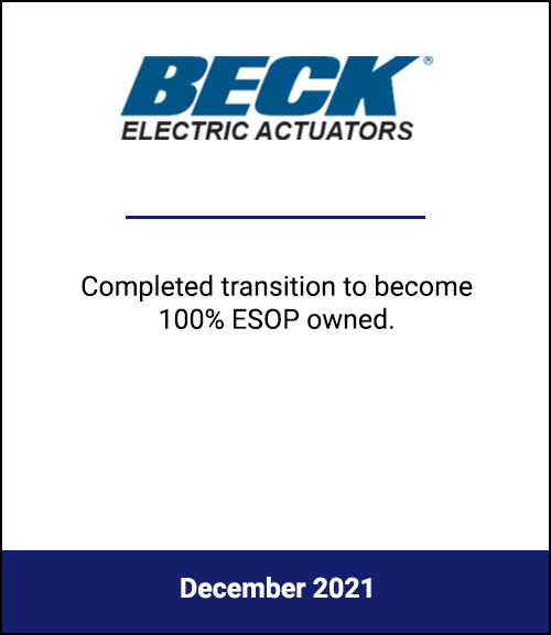 Specialized Actuator Manufacturer Prioritizes Legacy of Success, Long-Term Growth and Employee Development by Becoming 100% ESOP Owned