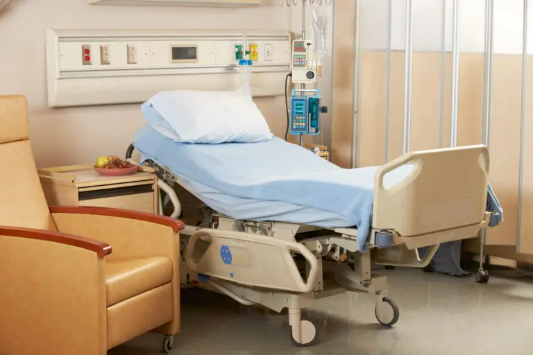 hospital bed in hospital room
