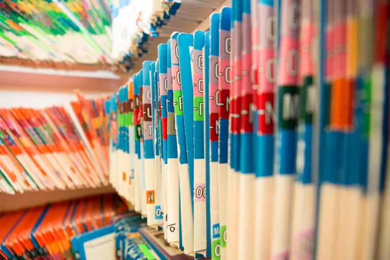 Shelf filled with manila folders