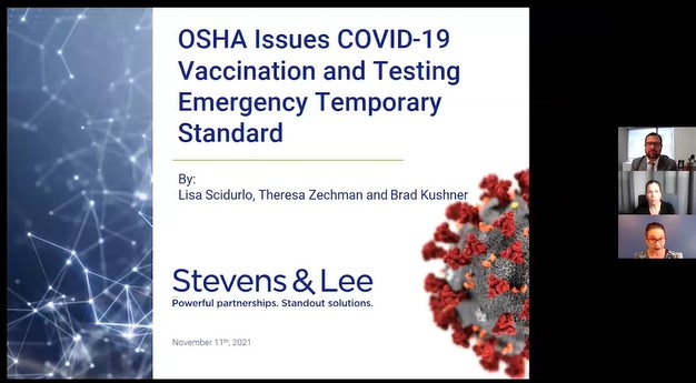 OSHA Issues Covid Vaccination and Testing Emergency Temporary Standard