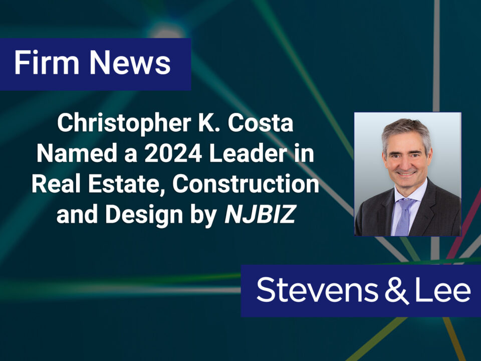 Christopher K. Costa Named a 2024 Leader in Real Estate, Construction and Design by NJBIZ