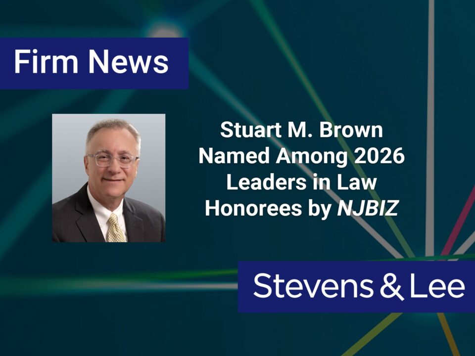 Stuart M. Brown Named Among 2026 Leaders in Law Honorees by NJBIZ
